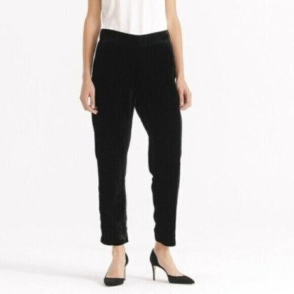 J. Crew Black Velvet Festive Chic Relaxed Cropped Pants / Trousers Women's 00 - Picture 2 of 8
